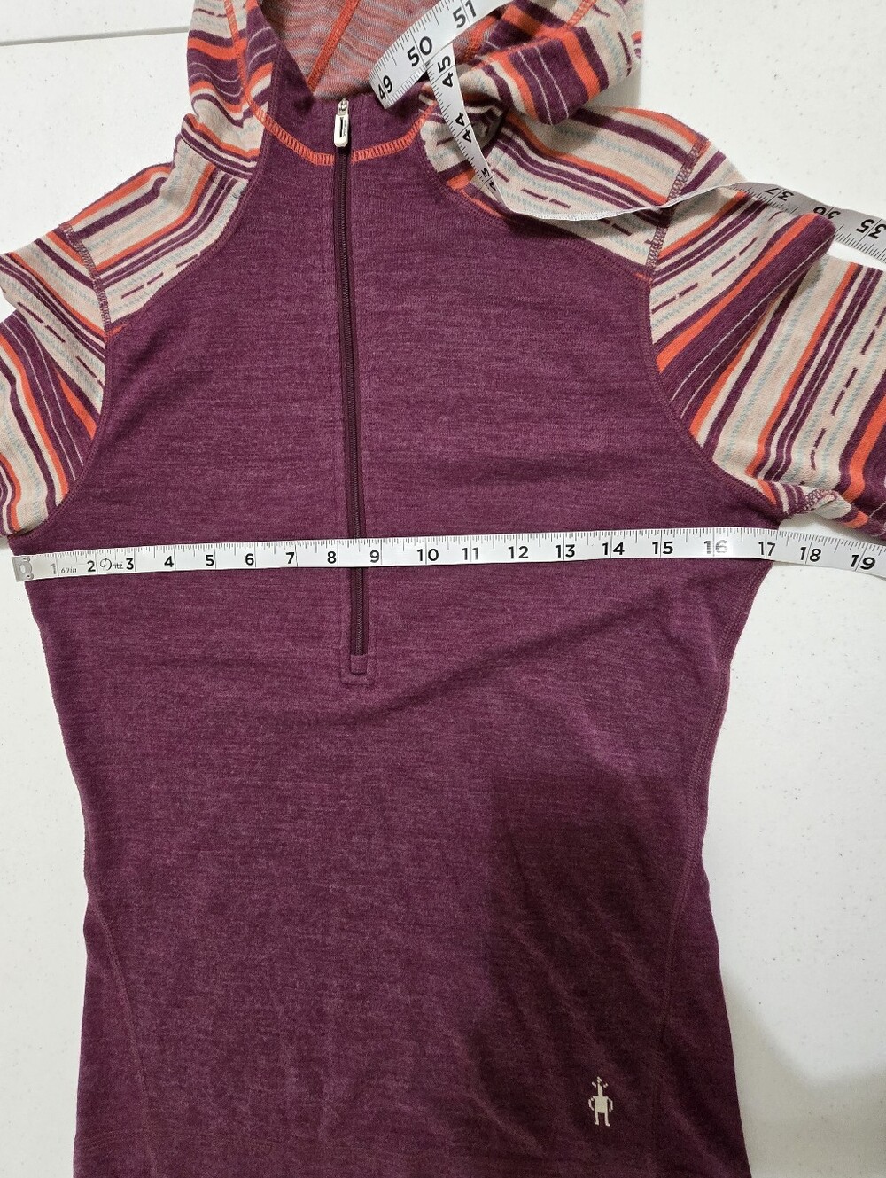 Smartwool Merino 250 1/2-Zip Hooded Top Women's Medium Berry Stripe - Picture 4 of 8